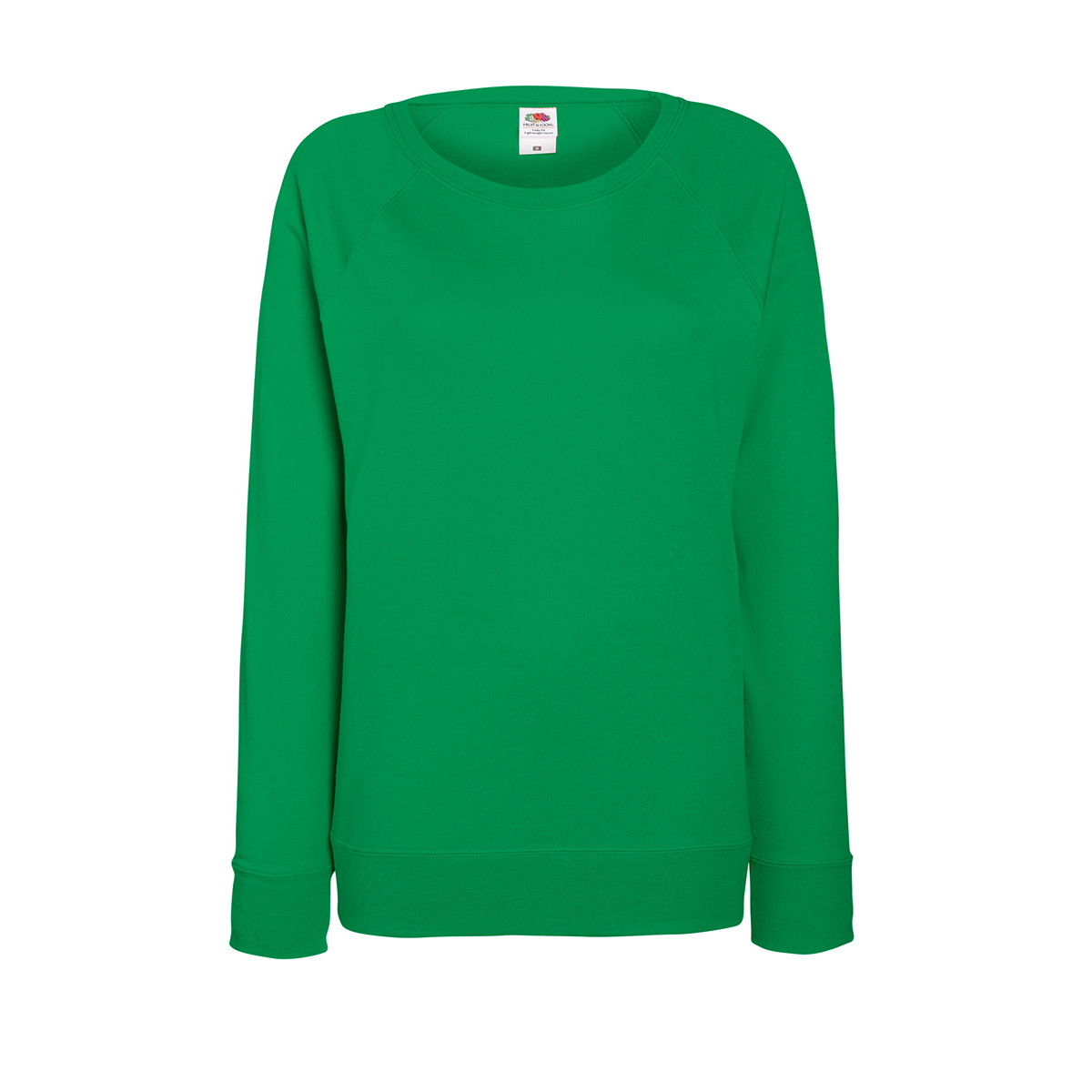 Felpa da donna verde in cotone con girocollo