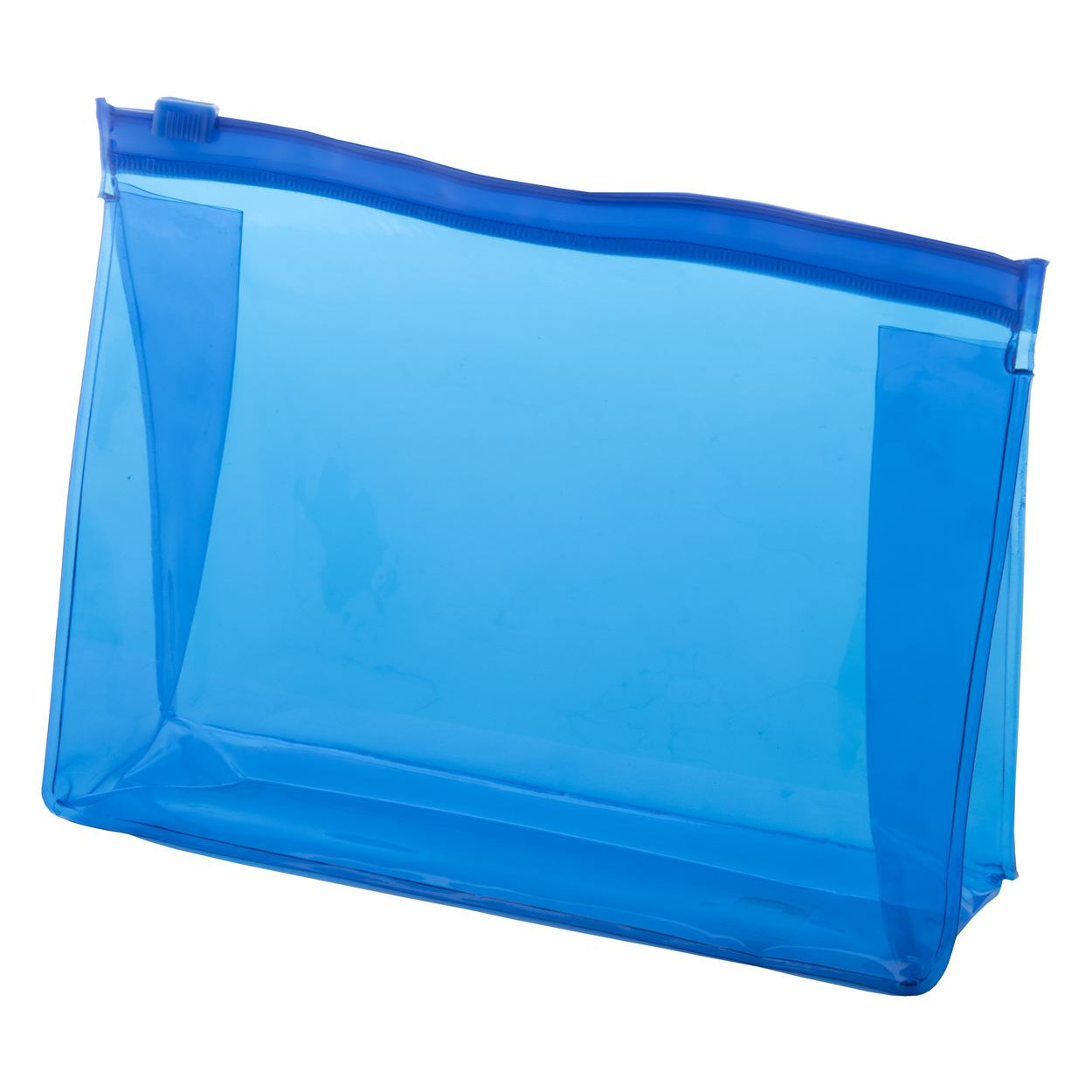 Trousse in pvc trasparente blu con chiusura zip