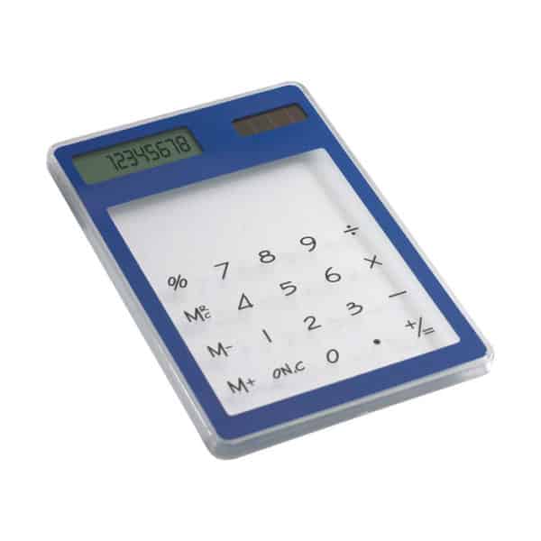 Calcolatrice solare a otto cifre in abs bianco e blu