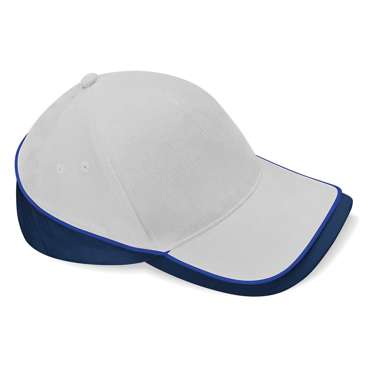 Cappellino con visiera a due colori bianco e blu diviso da linea azzurra