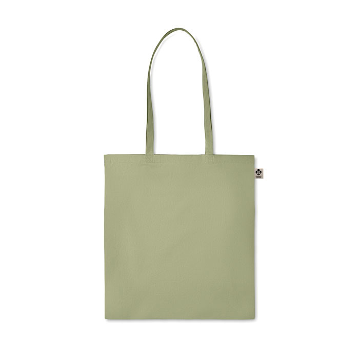 Shopper in cotone verde con manici lunghi