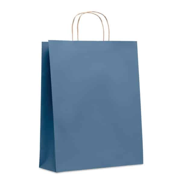 Shopper blu in carta con manici ritorti