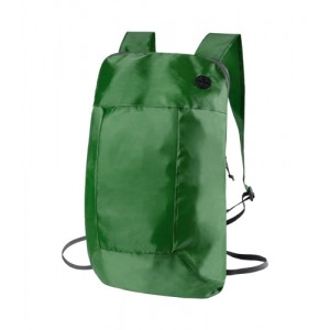 Zaino in poliestere verde con tracolla regolabile e uscita auricolari