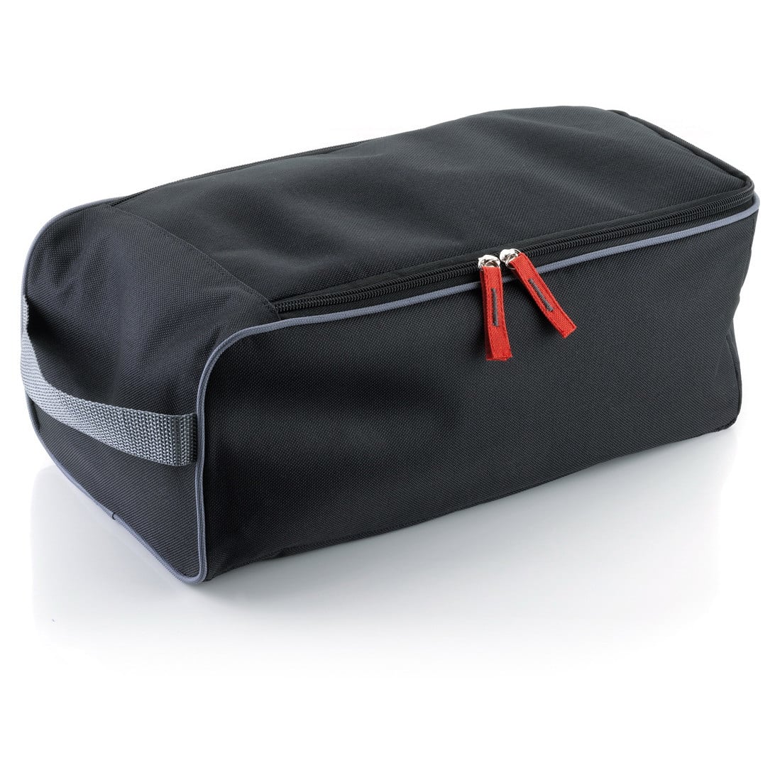 Porta scarpe nero con maniglia per il trasporto e zip