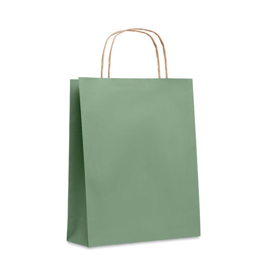 Shopper in carta verde con manici ritorti