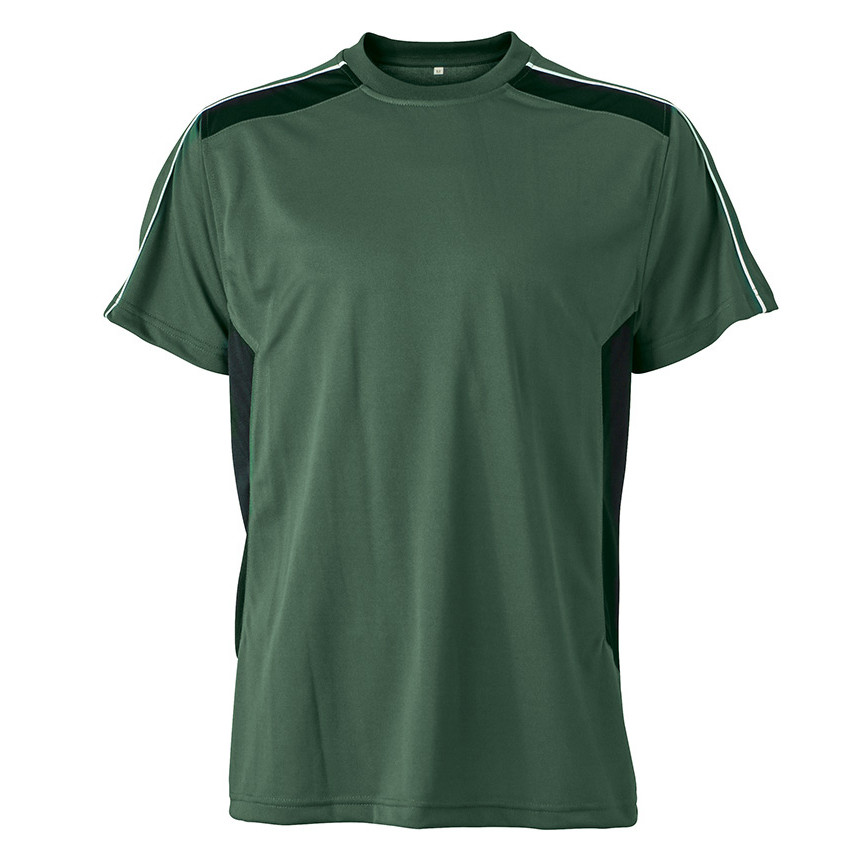 Tshirt traspirante manica corta verde con inserti contrasto verde scuro