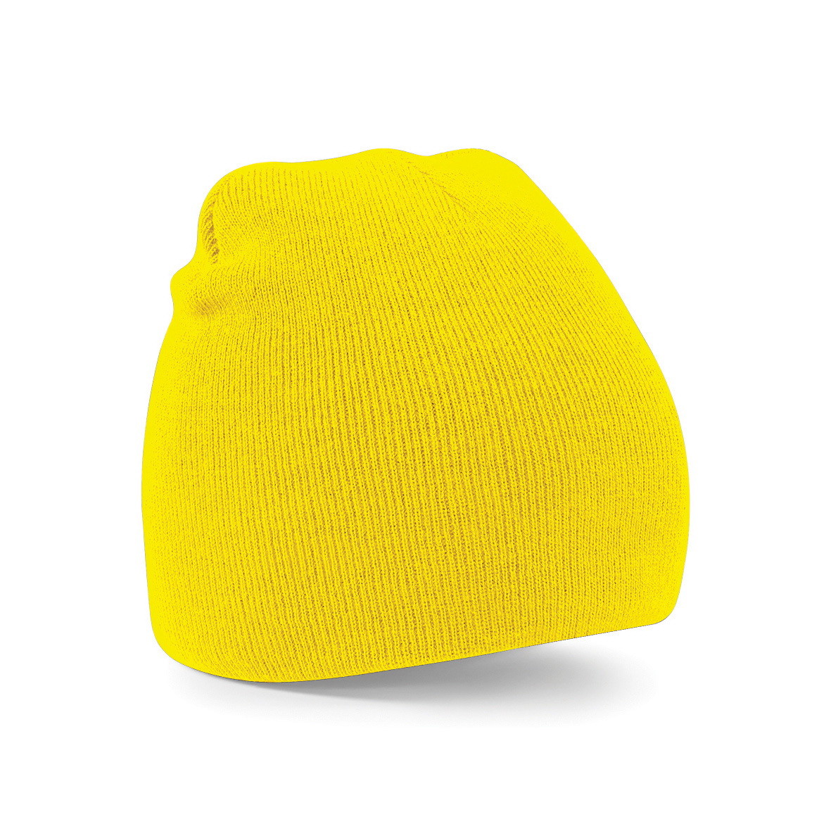 Cappellino senza risvolto in acrilico di colore giallo fluo