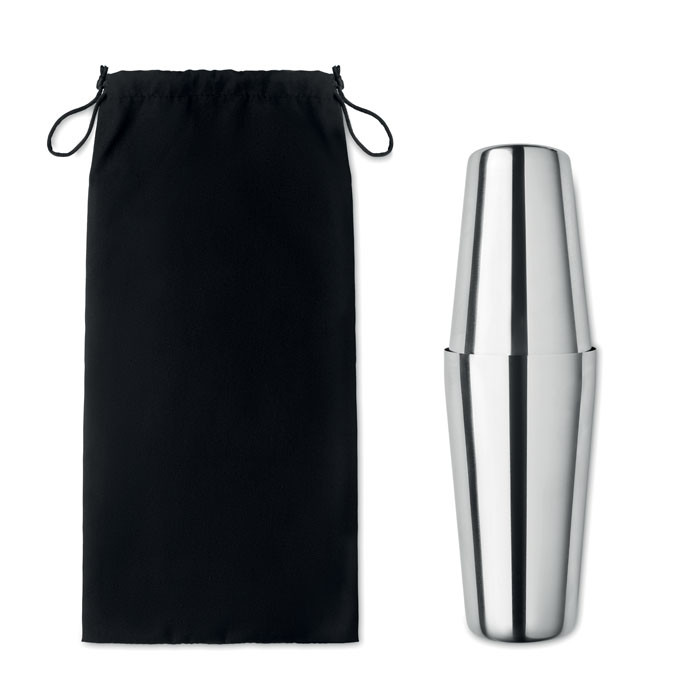 Set cocktail con misurino, shaker, filtro e pouch in cotone