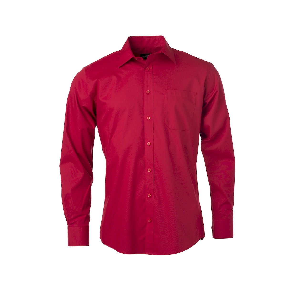 Camicia da uomo manica lunga rosso con bottoni in tinta