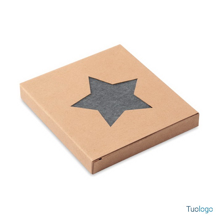 Scatola di cartone con dentro sottobicchiere grigio scuro