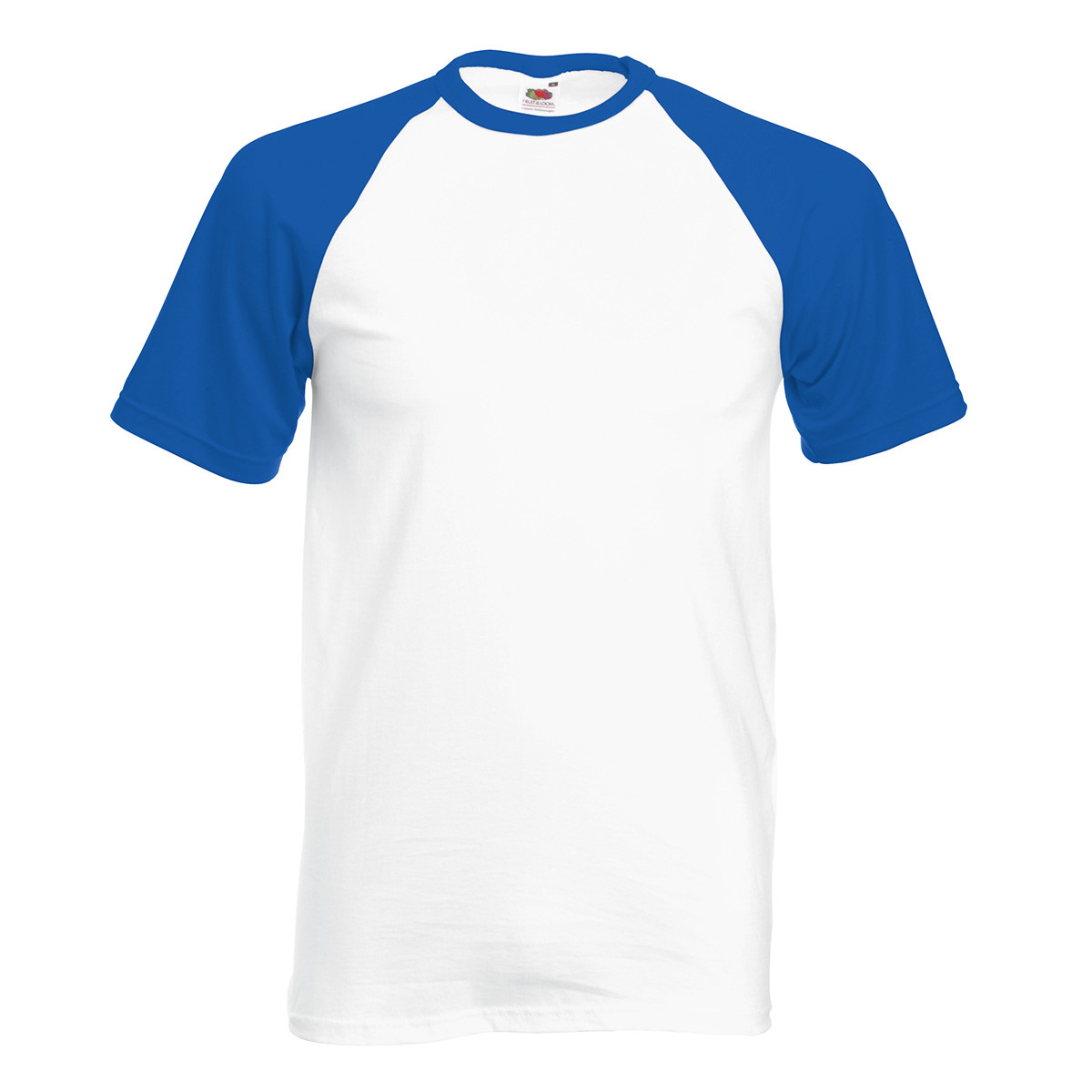 Tshirt unisex in cotone manica corta e girocollo di colore bianco con maniche blu