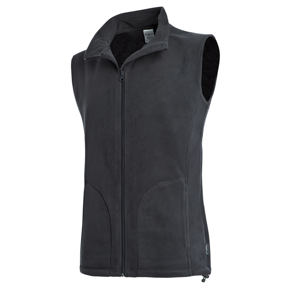 Gilet da uomo grigio 100% poliestere con collo alto con zip e tasche frontali