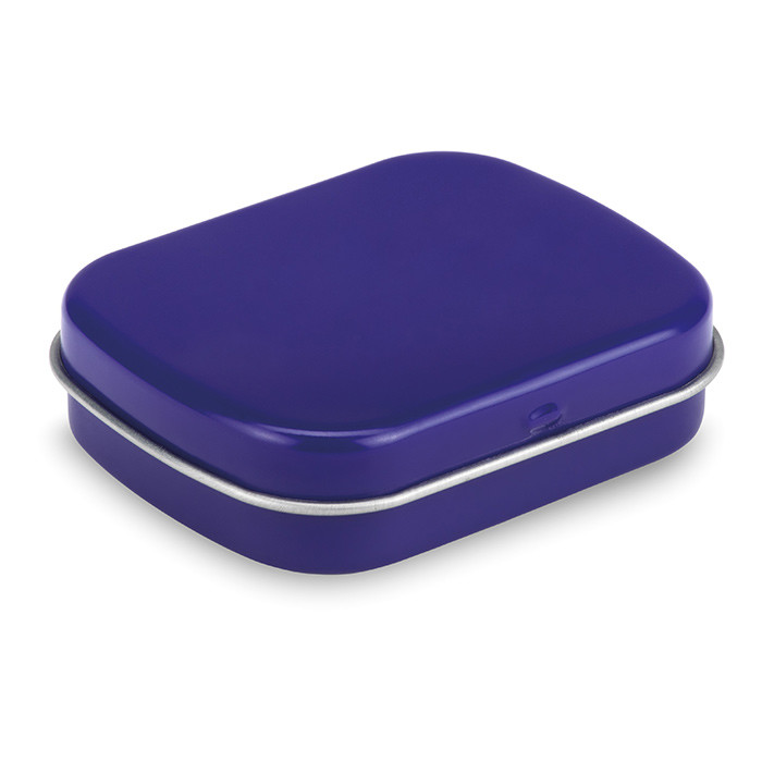 Scatolina di latta blu contenente mentine