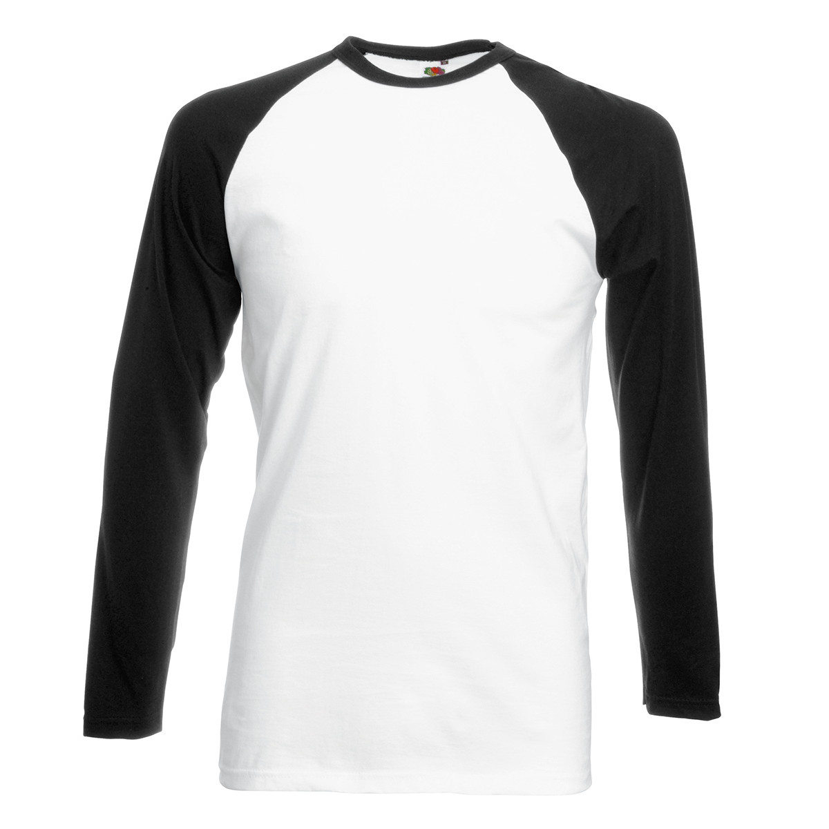 Tshirt unisex in cotone manica lunga e girocollo di colore bianco con maniche nere