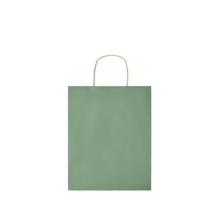 Shopper in carta verde con manici ritorti