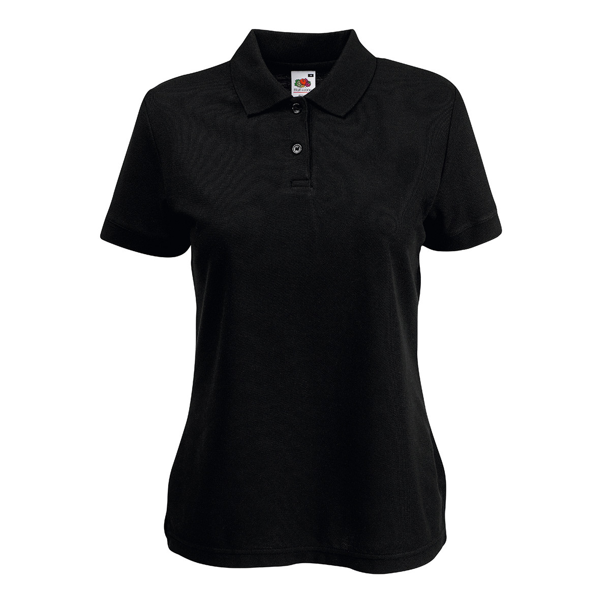 Polo donna a manica corta colore nero con bottoni