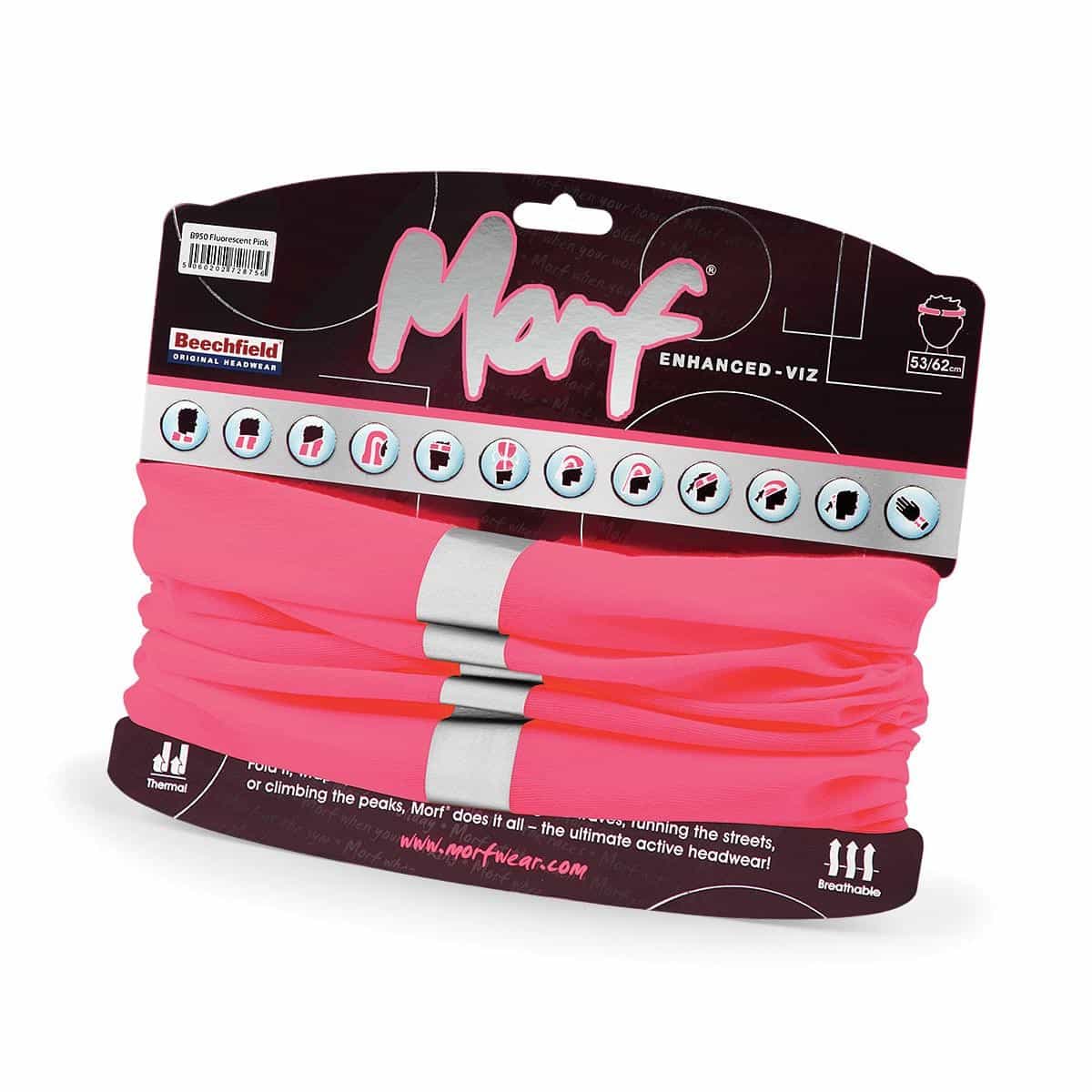 Fascia multiuso corallo senza cuciture con inserti catarifrangenti in espositore in cartoncino