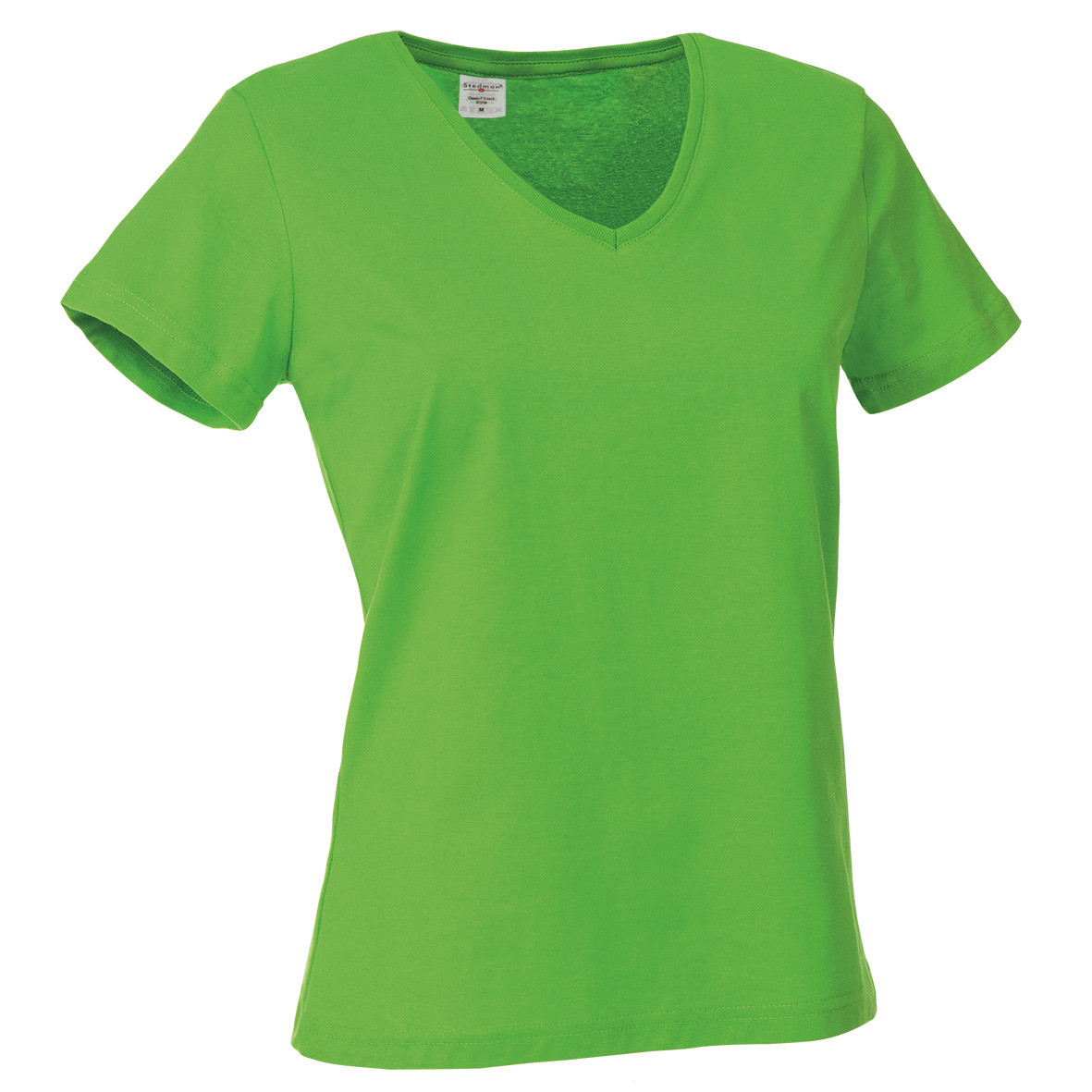 Tshirt verde da donna manica corta con scollo profondo a V 100% cotone