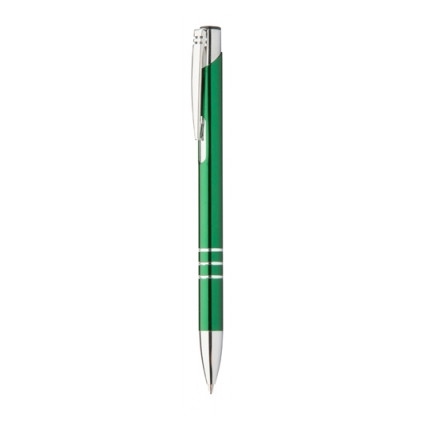 Penna a sfera in alluminio verde con punta e clip cromati