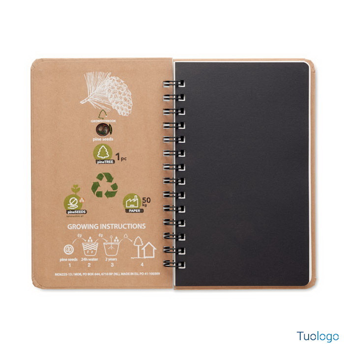 Interno bloc notes in carta con anelli