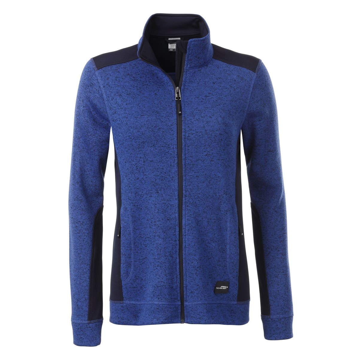 Felpa da donna blu melange con dettagli neri con zip