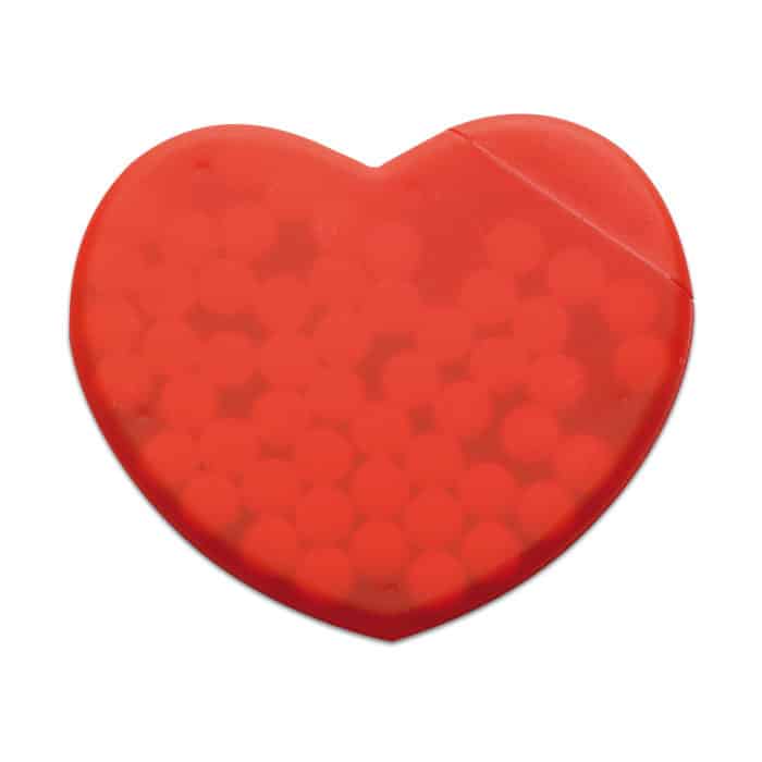 Dispenser di mentine a forma di cuore in plastica rossa