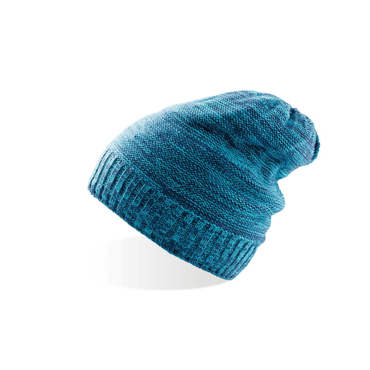 Berretto melange blu navy turchese su sfondo bianco