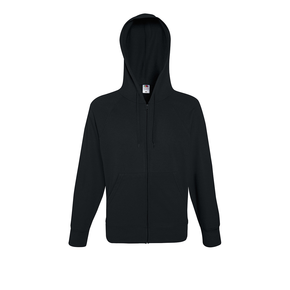 Felpa da uomo nera in cotone con cappuccio e zip