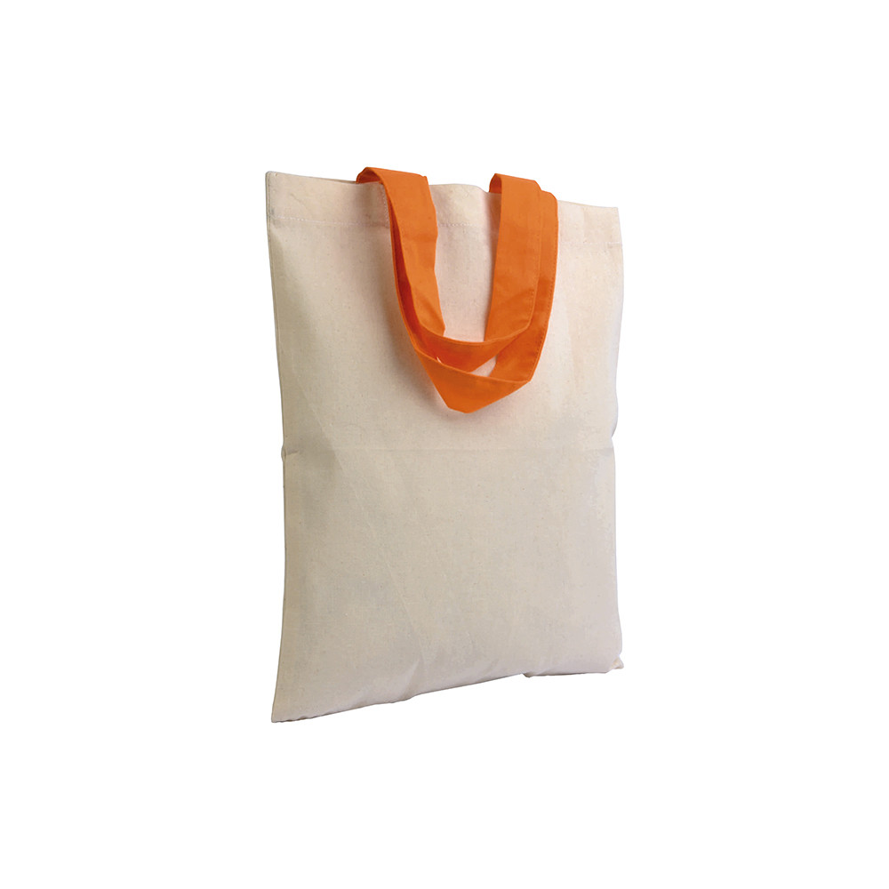 Mini shopper in cotone naturale con manici lunghi arancioni