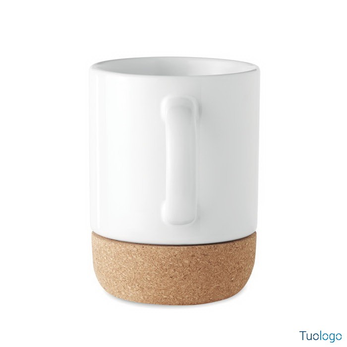 Tazza bianca con base in sughero