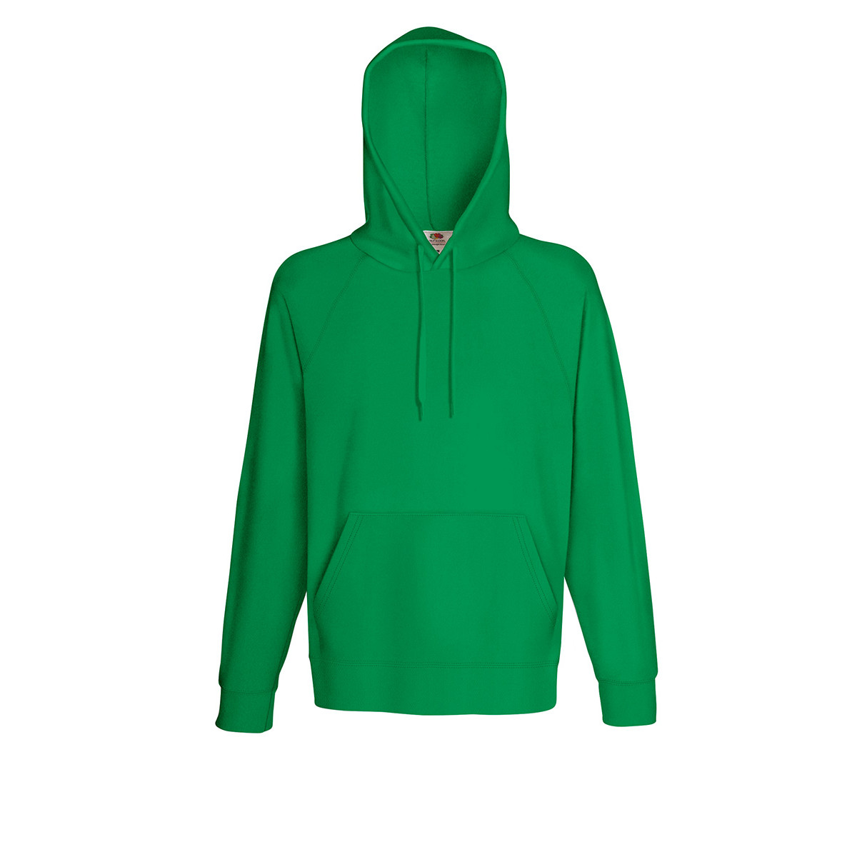 Felpa da uomo in cotone verde con cappuccio, tascone e cordini