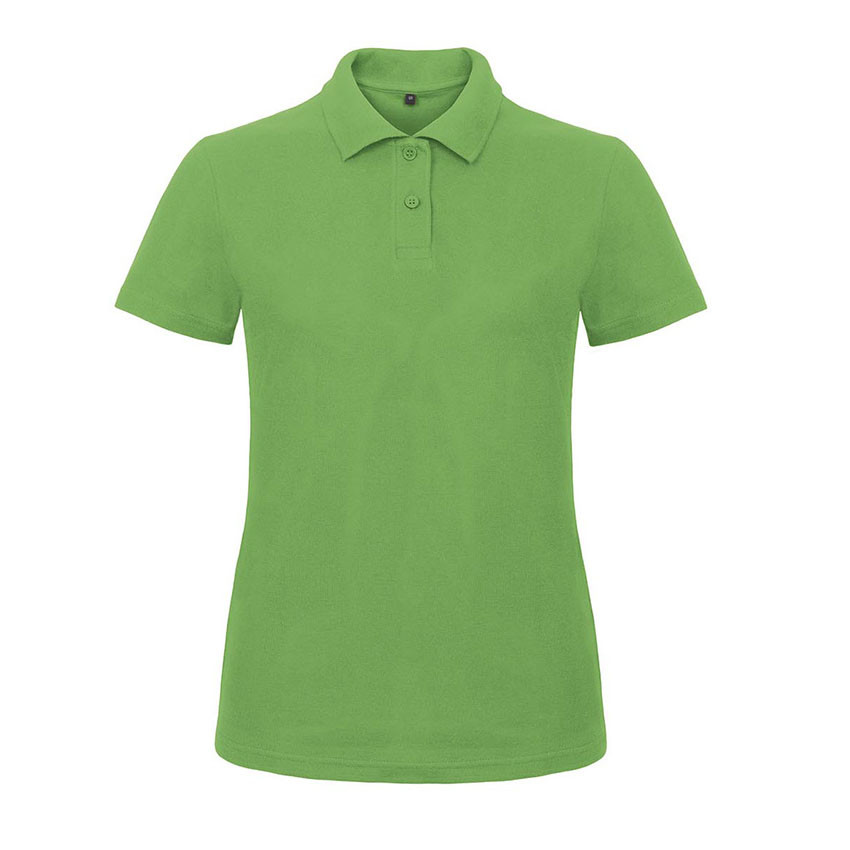 Polo donna manica corta verde con bottoni