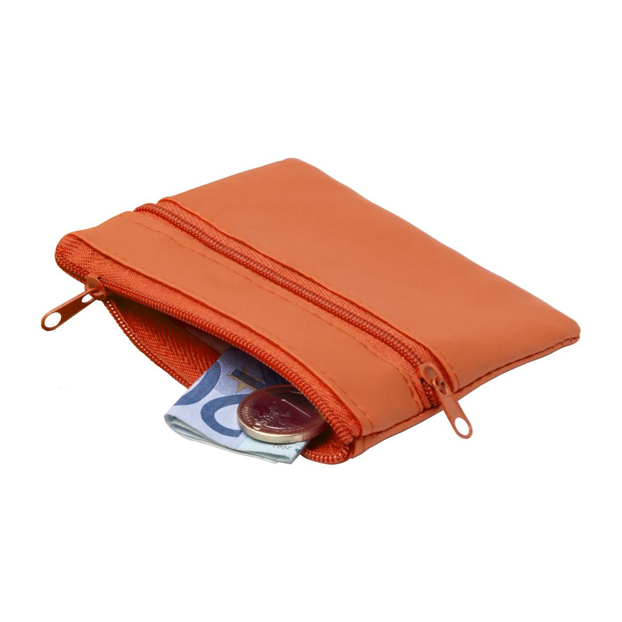 Portamonete arancione con chiusura zip