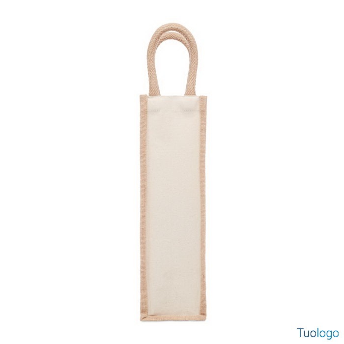 Borsa porta bottiglia di tela, con due manici