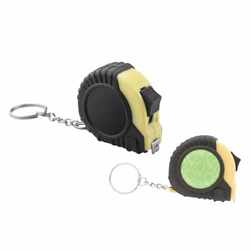 Metro avvolgibile in plastica verde con clip in metallo e anello portachiavi