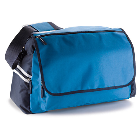 Borsa blu da sport con zip, tasconi laterali e frontali