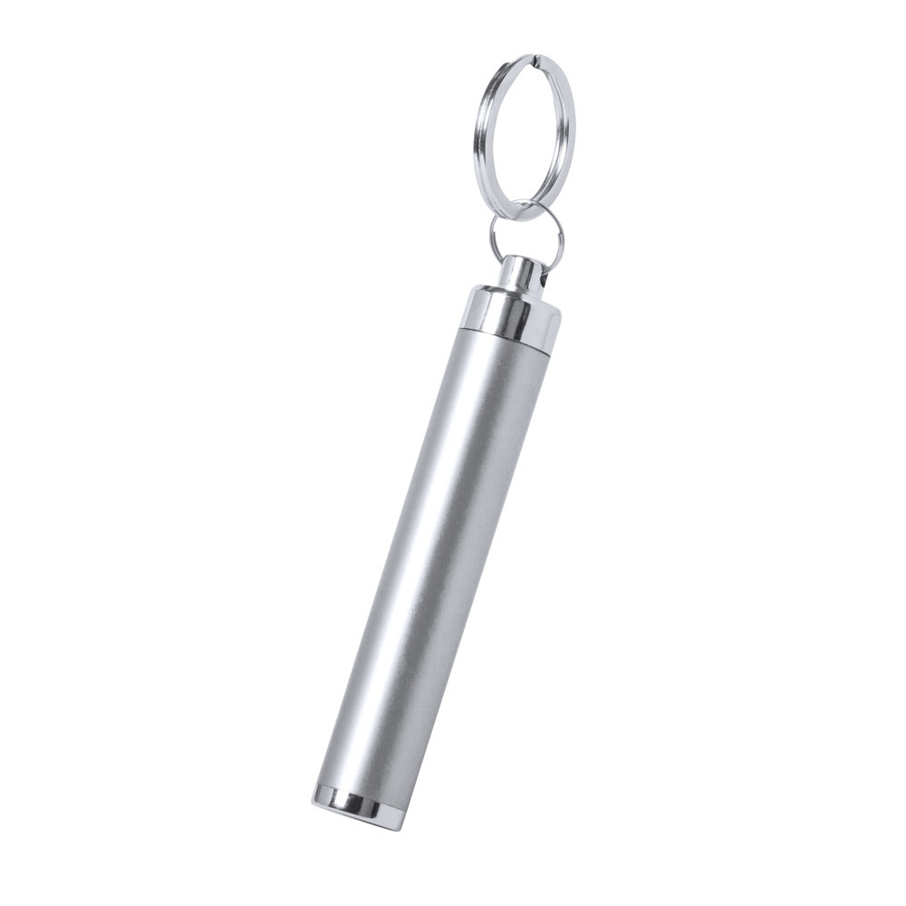 Portachiavi con torcia grigia in plastica