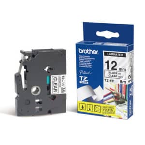 Nastro Brother TZ131 nero su sfondo trasparente