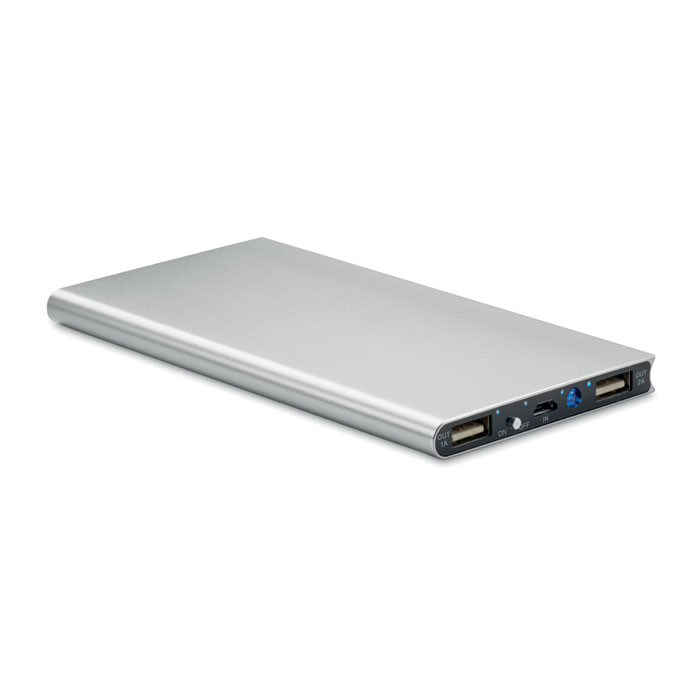Powerbank grigio in alluminio con pannello solare