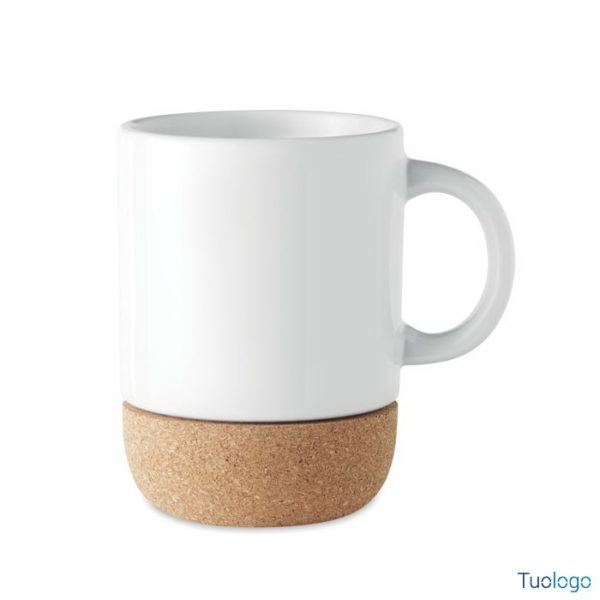 Tazza bianca con base in sughero