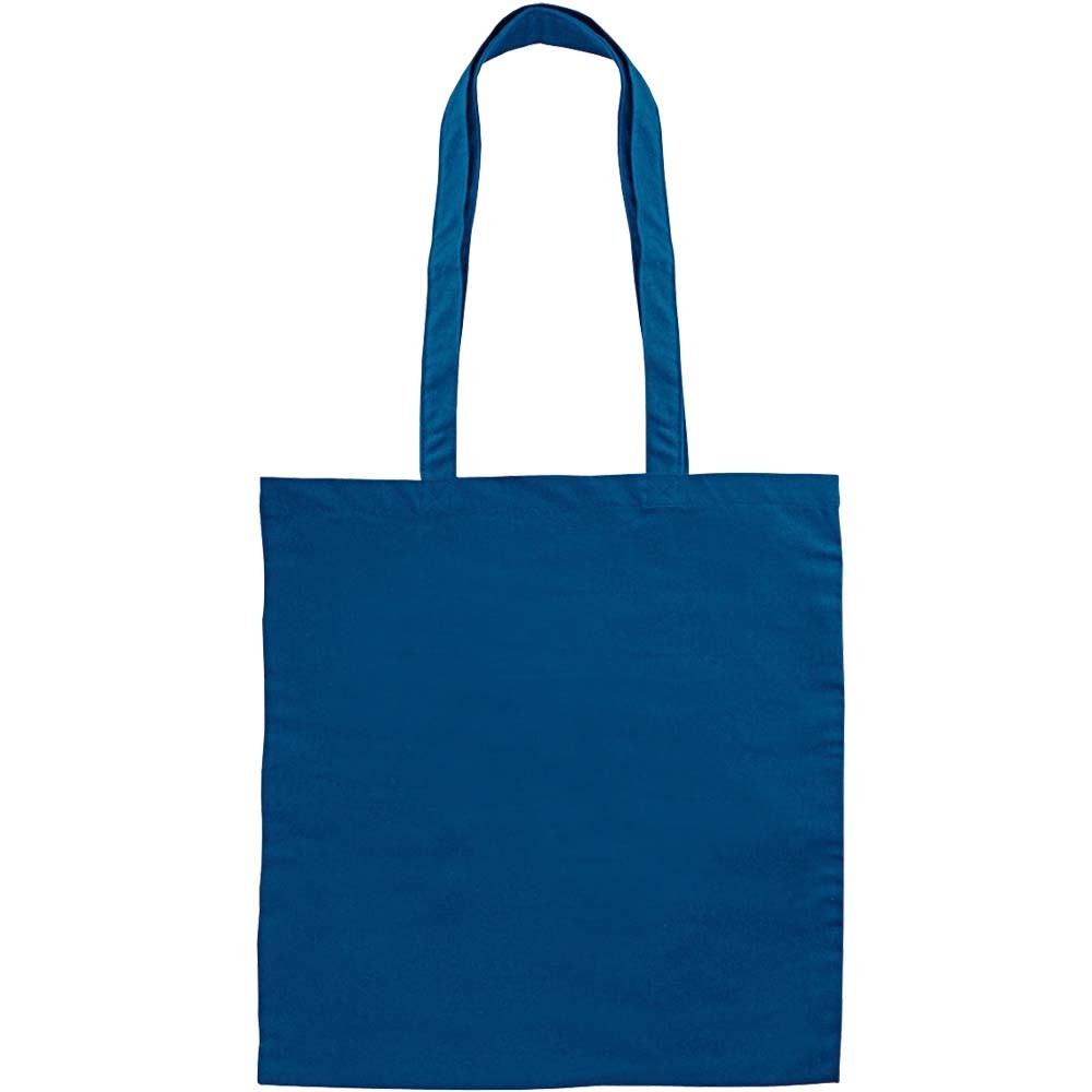 Shopper in canvas blu con manici lunghi