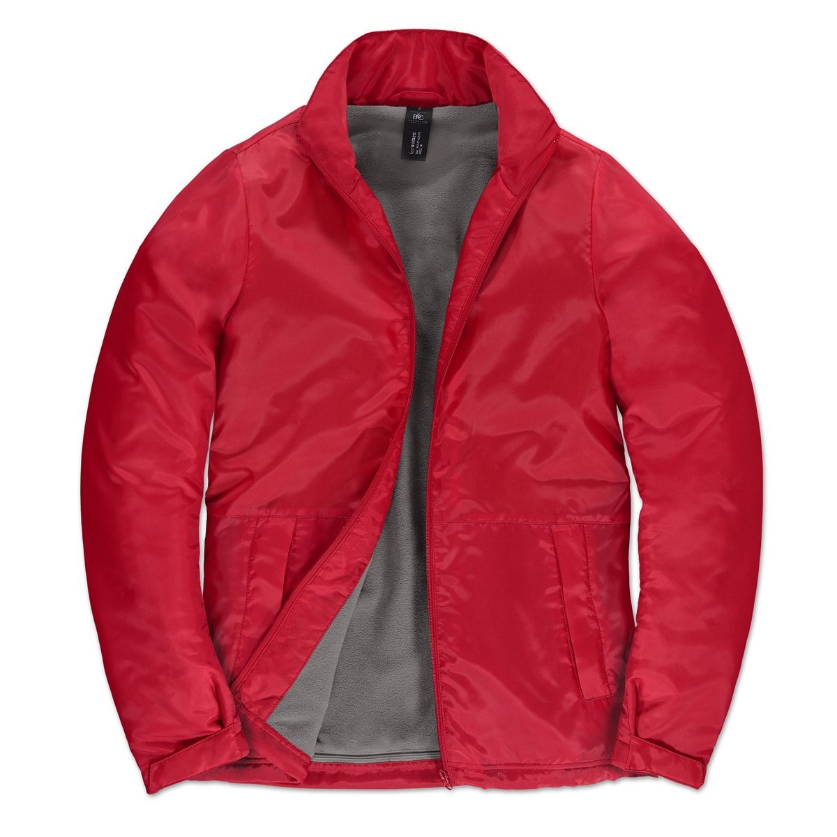 Giacca rossa traspirante, impermeabile e antivento con cappuccio nascosto 100% poliestere