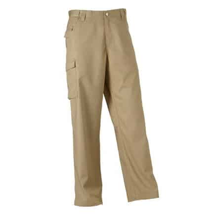 Pantaloni unisex beige da lavoro con tasche