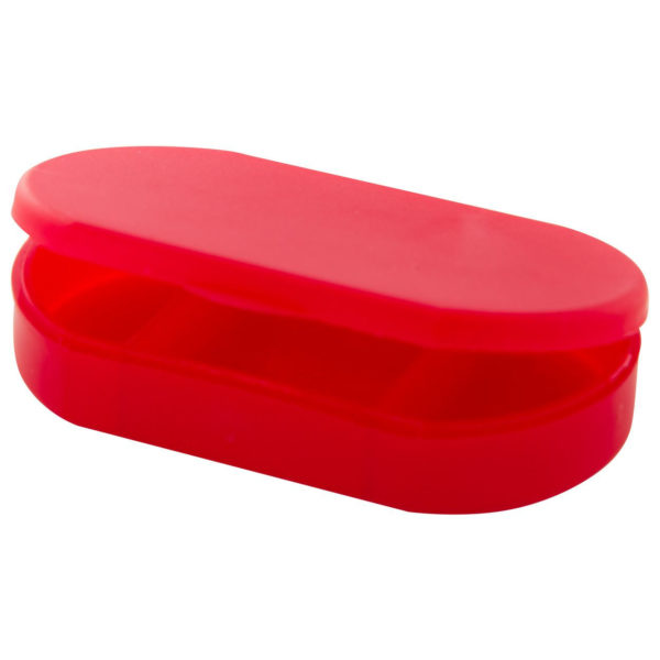 Porta pillole con tre scomparti in plastica rossa