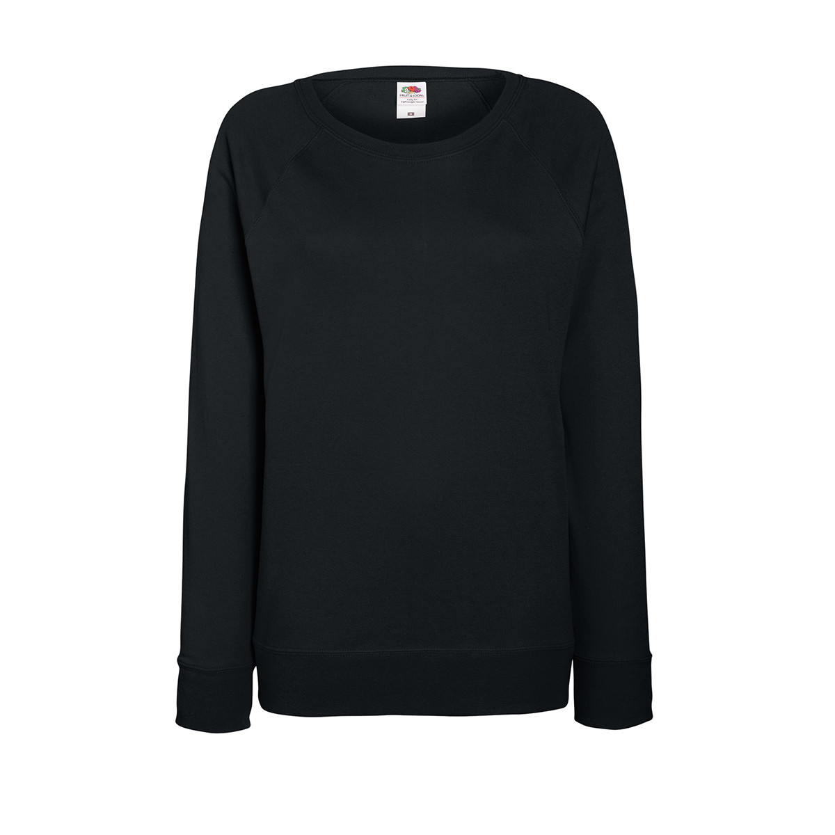 Felpa da donna nera in cotone con girocollo