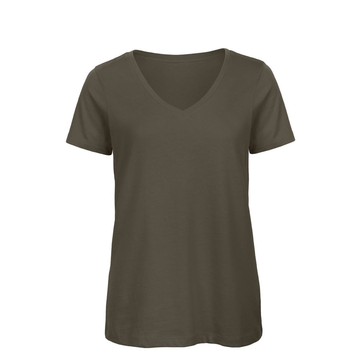 Tshirt manica corta e scollo in cotone a V di colore verde