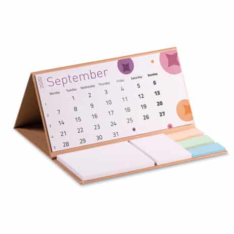 Calendario da scrivania con due blocchi da cinquanta fogli e venti segnapagina