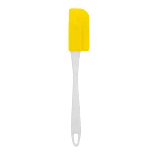 Spatola da cucina in silicone bianco e giallo