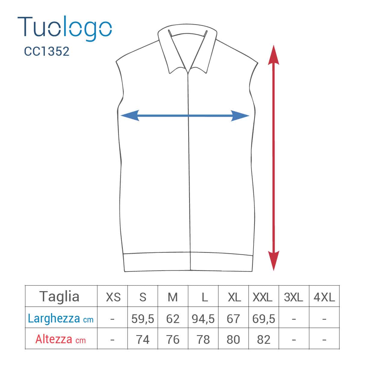 Tabella misure altezza e larghezza