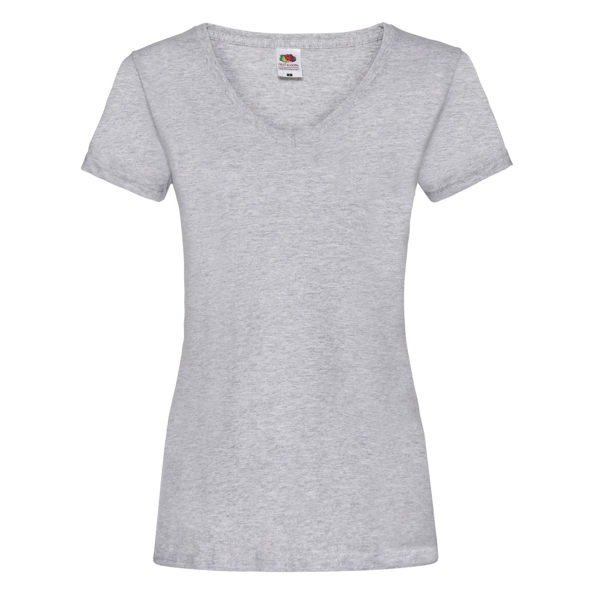 Tshirt da donna grigia in cotone manica corta con scollo a V